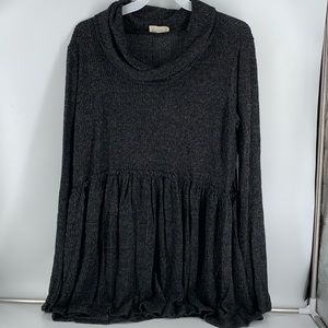 Super soft Cowl Neck Babydoll Tunic w Hacci- feel